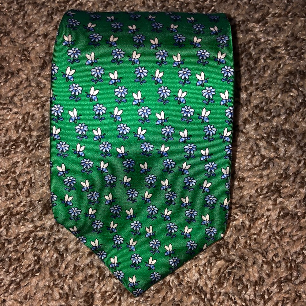 Brooks Brothers Green Bee and Daisy Tie